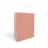 Sac kraft Rose à rayures poignées torsadées blanches 23 x 12 x 30 cm - Sac cadeau - Paquet de 50 - Sacs kraft à motifs