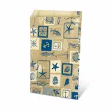 Pochette cadeau kraft brun Rivage thème mer 12x4,5x20cm 60g/m², paquet de 250 - Pochettes cadeaux à motifs