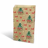 Pochette cadeau kraft vergé Noël Pinora 18x6x35cm 60g/m², paquet de 150