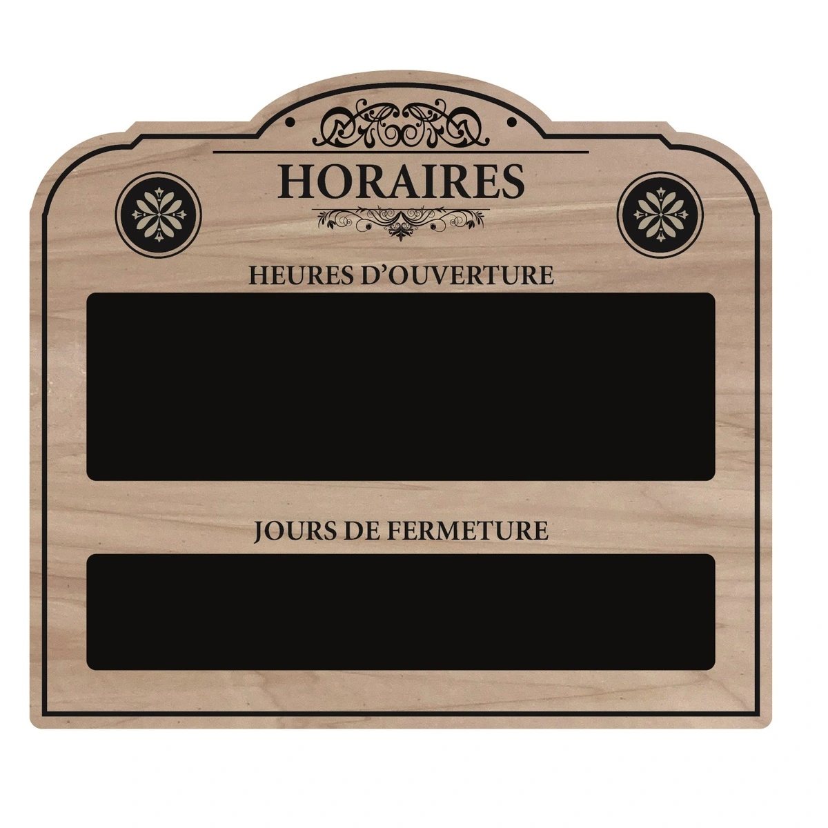 Panneau horaire Authentik imitation bois/noir 23x20,4cm - Panneaux horaires