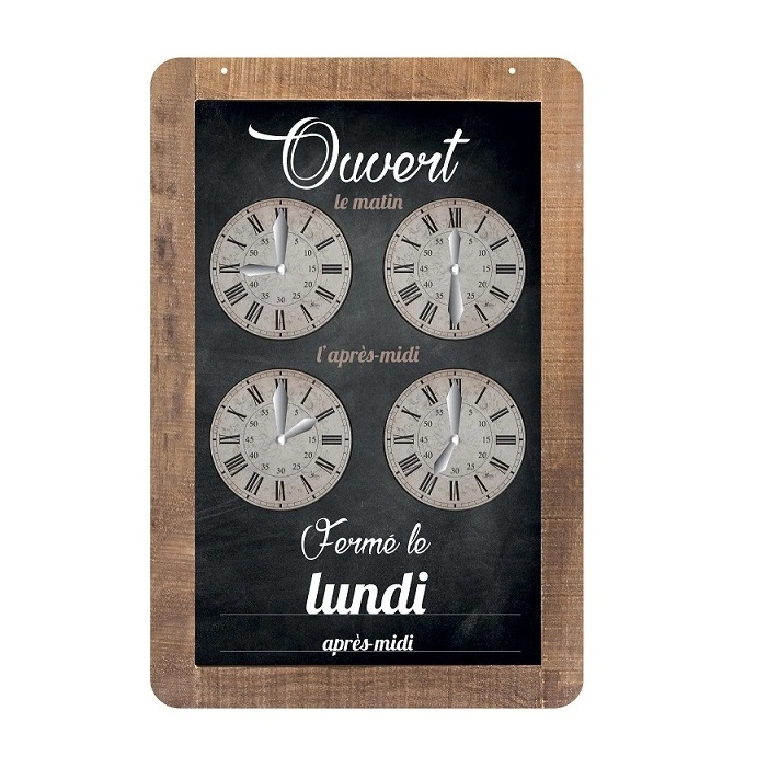 Panneau horaire Rustik 1 16x24cm - Panneaux horaires