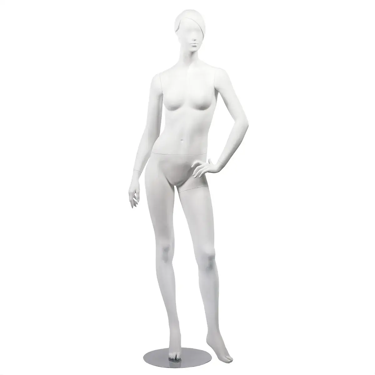 Mannequin femme, tête et cheveux sculptés H 180 cm Fibre de verre - Blanc mat - Mannequins femmes