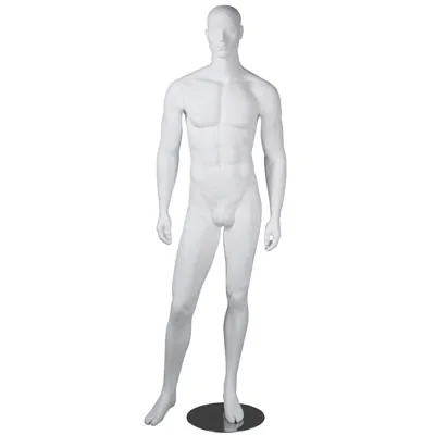 Mannequin homme, tête et cheveux sculptés, bras le long du corps - Mannequins hommes