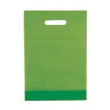 Sac plastique poignées découpées renforcées PEBD 55µ 35 x 45 x 4 cm - Vert Anis - Lot de 100 - Sacs plastique unis, poignées découpées
