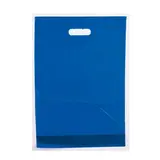 Sac plastique poignées découpées renforcées PEBD 55µ 35 x 45 x 4 cm - Bleu marine - Lot de 100 - Sacs plastique unis, poignées découpées
