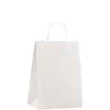 Sac kraft blanc poignées torsadées 22 x 10 x 32 cm 90g/m² - Lot de 50 - Sacs kraft blanc poignées torsadées
