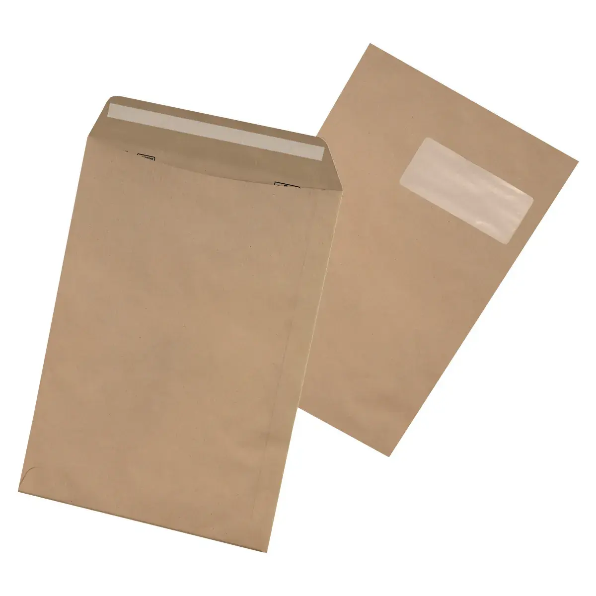 Pochette C4 kraft brun avec fenêtre La Couronne Admin 229 x 324 mm 90g – Boîte de 250 - Enveloppes blanches, Enveloppes kraft