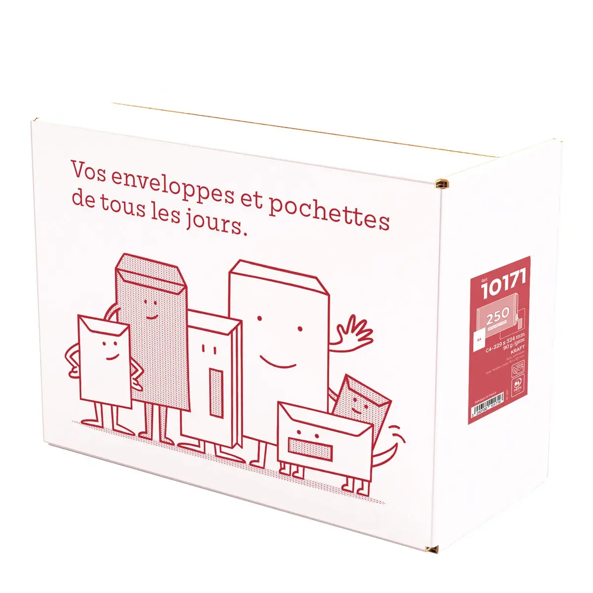 Pochette C4 kraft brun avec fenêtre La Couronne Admin 229 x 324 mm 90g – Boîte de 250 - Enveloppes blanches, Enveloppes kraft-2