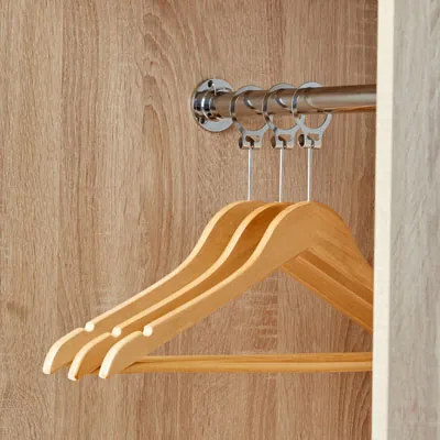 Cintre antivol bois naturel avec barre et encoches 44,5 cm - Cintre professionnel - Lot de 8 - Cintres bois-4