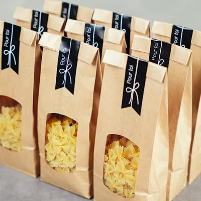 Sac SOS kraft brun avec fenêtre 400 ml 10 x 5,5 x 28,5 cm - Sachet SOS - Lot de 100 - Sacs SOS avec fenêtre-6