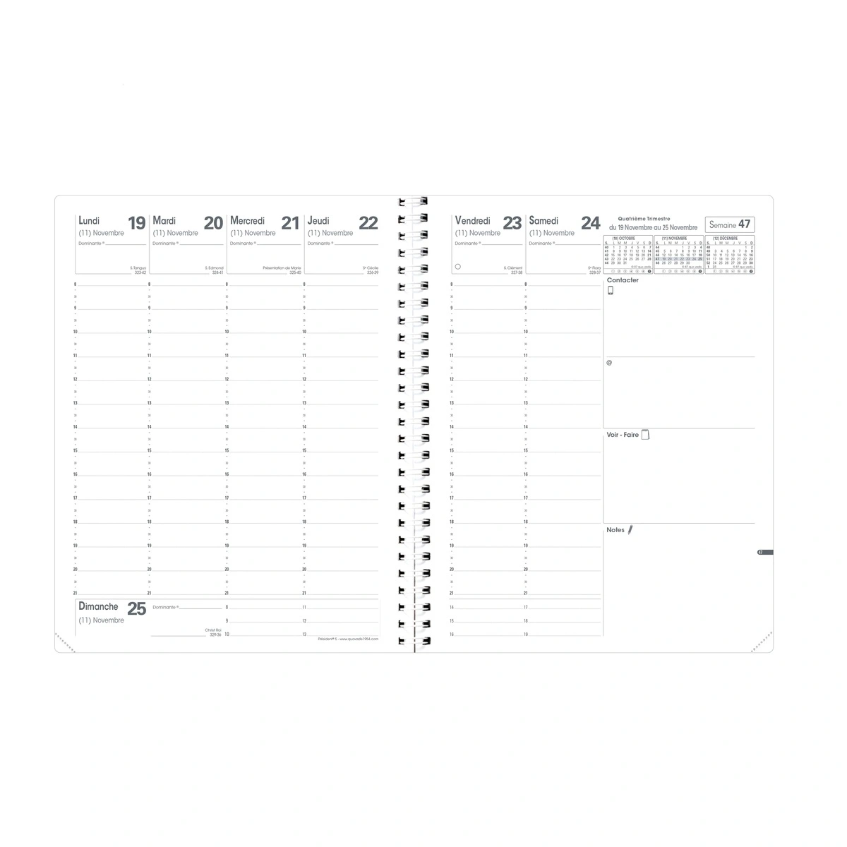 Agenda semainier 2027 Président Impala spiralé noir 21x27cm - Agendas, Répertoires, Cartes de visite-2