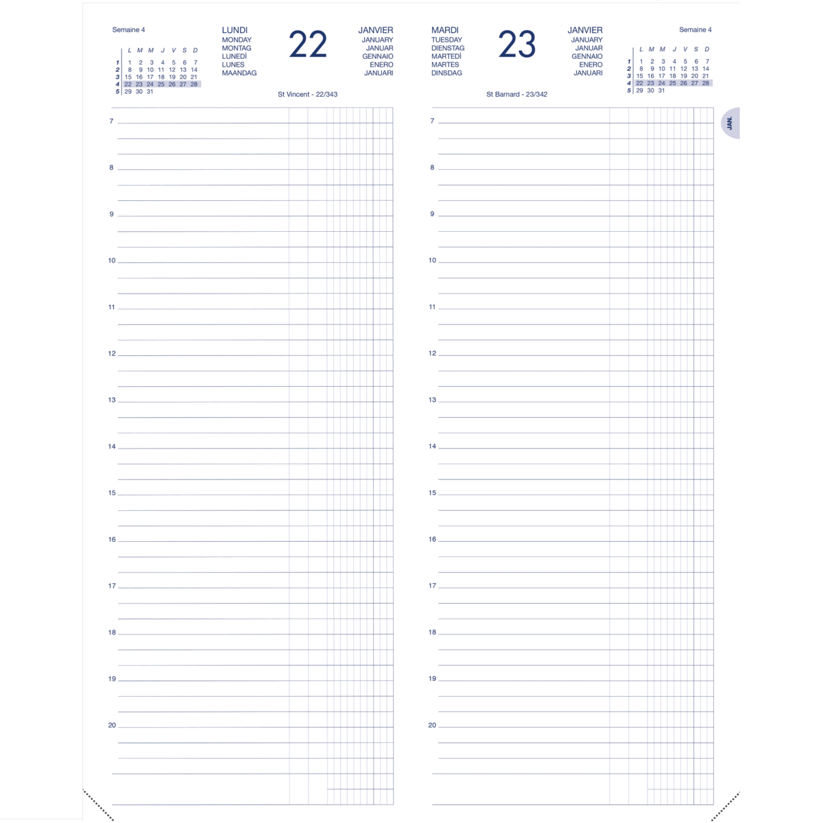Agenda journalier long 2027 Lecas Euros/Cents 14 x 35 cm - Agendas-Répertoires-2