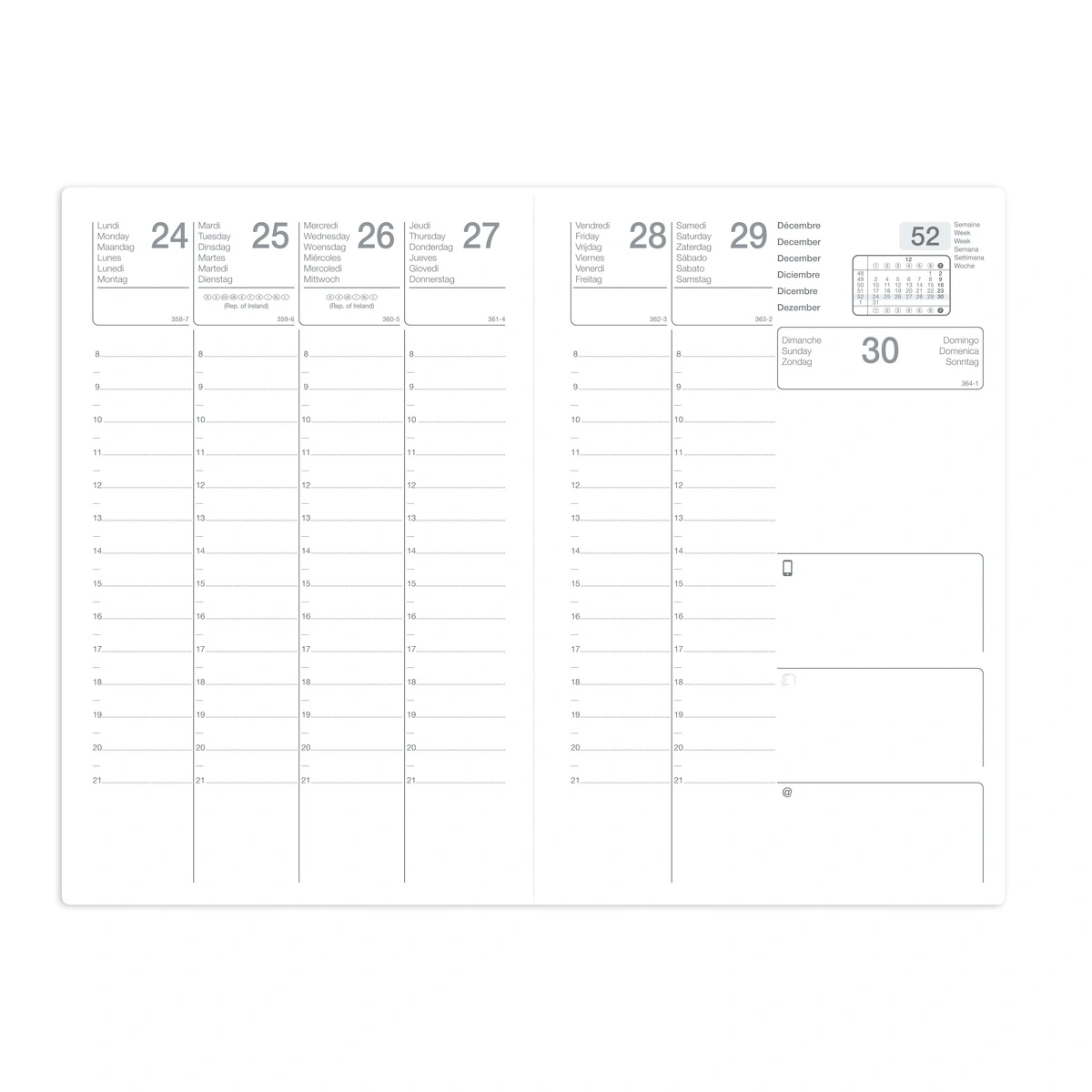 Agenda de poche noir semainier Exdi Calypso 2027 10 x 15 cm - Agendas-Répertoires-2