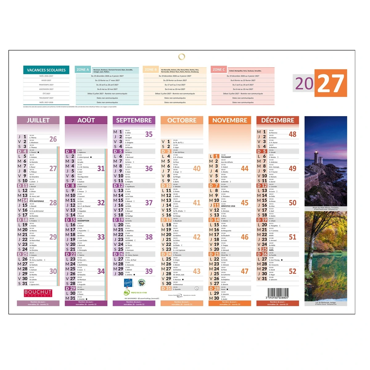 Calendrier 2027 4 saisons medium recto/verso – Format mural 32 x 42 cm - Calendriers professionnels-2