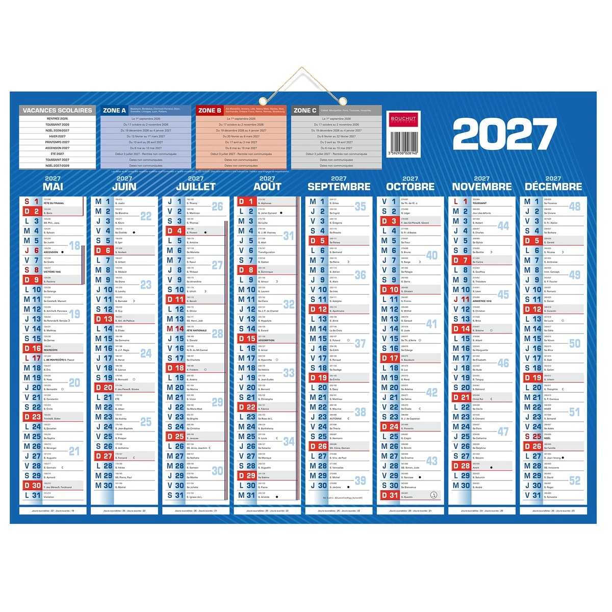 Calendrier classique 16 mois format 40,5 x 55 cm 2026‑2027 - Calendriers professionnels-2