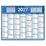 Calendrier 2027 carton rigide bleu – Format mural 21 x 26,5 cm - Calendriers professionnels