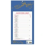 Calendrier 2027 bloc sur carton rigide bleu – Format mural 19 x 36 cm - Calendriers professionnels