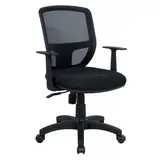Chaise de bureau tissu noir avec accoudoirs mécanisme synchrone 5 branches ø 60 cm – Siège de bureau