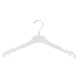 Cintre blanc plastique avec encoches et crochets 35 cm - Cintre chemise - Cintre robe - Lot de 100 - Cintres plastique