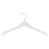 Cintre blanc plastique avec encoches et crochets 40 cm - Cintre chemise - Cintre robe - Lot de 100 - Cintres plastique