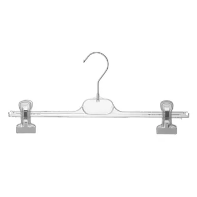 Cintre à pinces transparent plastique 36 cm - Cintre pantalon - Cintre jupe - Lot de 50 - Cintres à pinces