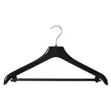 Cintre noir plastique avec barre et crochets 44 cm - Cintre pantalon - Lot de 50 - Cintres plastique