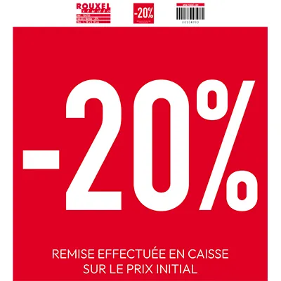 Affiche Soldes -20% rouge / blanc 38 x 42 cm - Affiche promo - Affiches Promo, Affiches prix