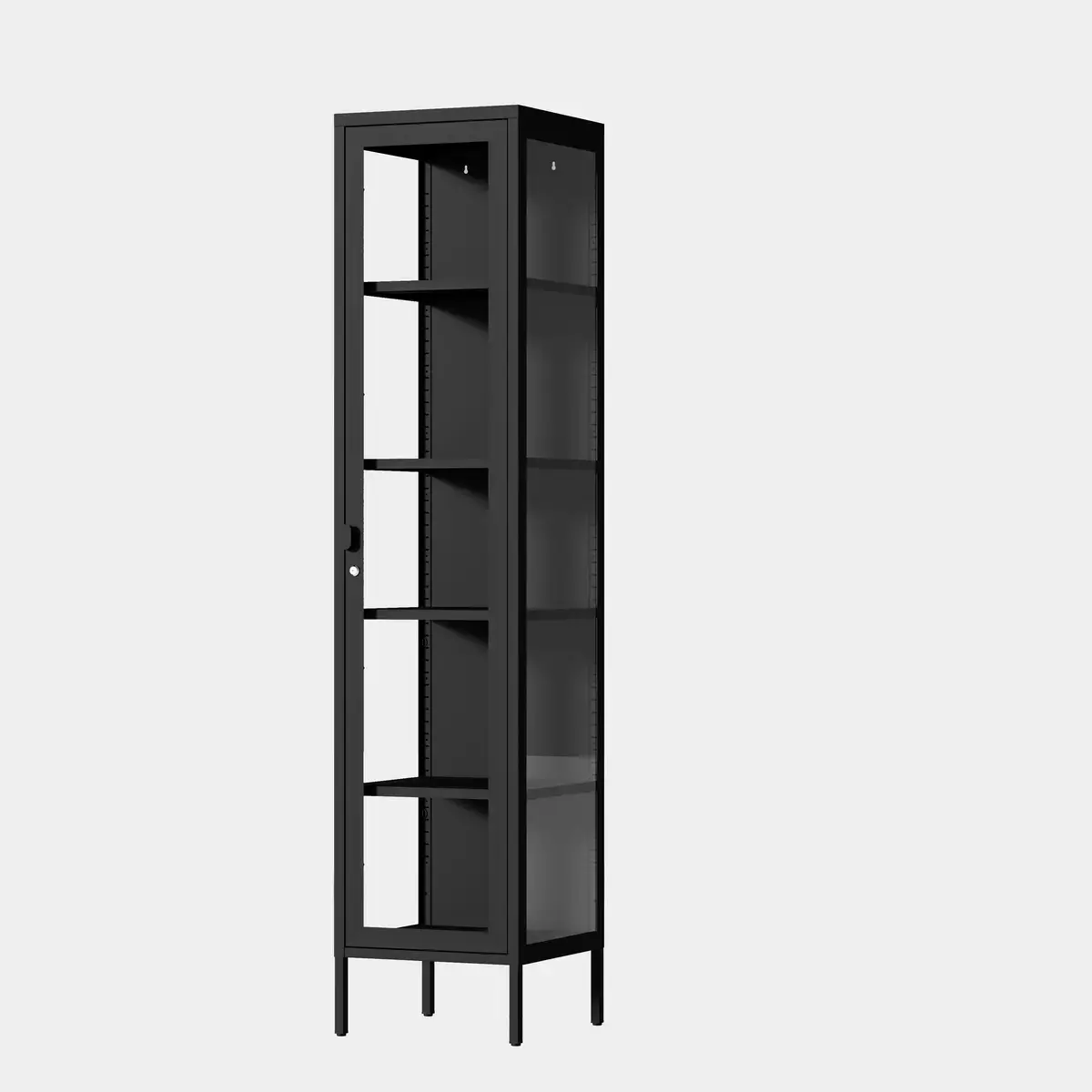 Vitrine colonne métal noir 4 tablettes verre 40 x 40 x 180 cm – Vitrine d’exposition - Vitrine exposition magasin - Vitrine Métal