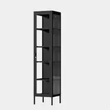 Vitrine colonne métal noir 4 tablettes verre 40 x 40 x 180 cm – Vitrine d’exposition - Vitrine exposition magasin - Vitrine Métal