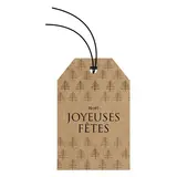 Étiquettes américaines JOYEUSES FÊTES - Brun - L 52 x H 80 mm - Paquet de 12 - Etiquettes américaines