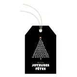 Étiquettes américaines JOYEUSES FÊTES - Noir - L 52 x H 80 mm - Paquet de 12 - Etiquettes américaines