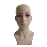 Tête mannequin femme plastique maquillée H 34 cm - Tête pour perruque, chapeau - Chair - Têtes mannequin, têtes à perruque