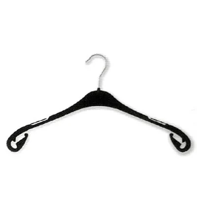 Cintre noir plastique avec encoches et crochets 37,5 cm - Cintre chemise - Cintre robe - Lot de 50 - Cintres plastique