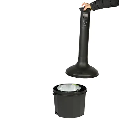 Cendrier extérieur sur pied 10 litres, plastique, noir, ø 35 x H 95 cm - Poubelles professionnelles-2
