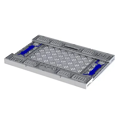 Cagette pliable - Caisse pliable plastique 28L 60 x 40 x 12 cm parois et fond ajourés poignées ouvertes polypropylène - Bacs à parois ajourées-2
