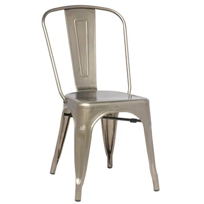 Chaise bistrot design industriel métal brut 43 x 46 x 85 cm - Chaises d'intérieur
