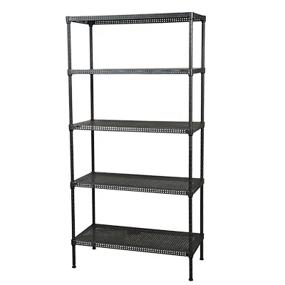 Étagère de stockage 5 niveaux modulable métal ajouré 90 x 45 x 180 cm - 200 kg par niveau - Gris foncé - Étagères de réserve