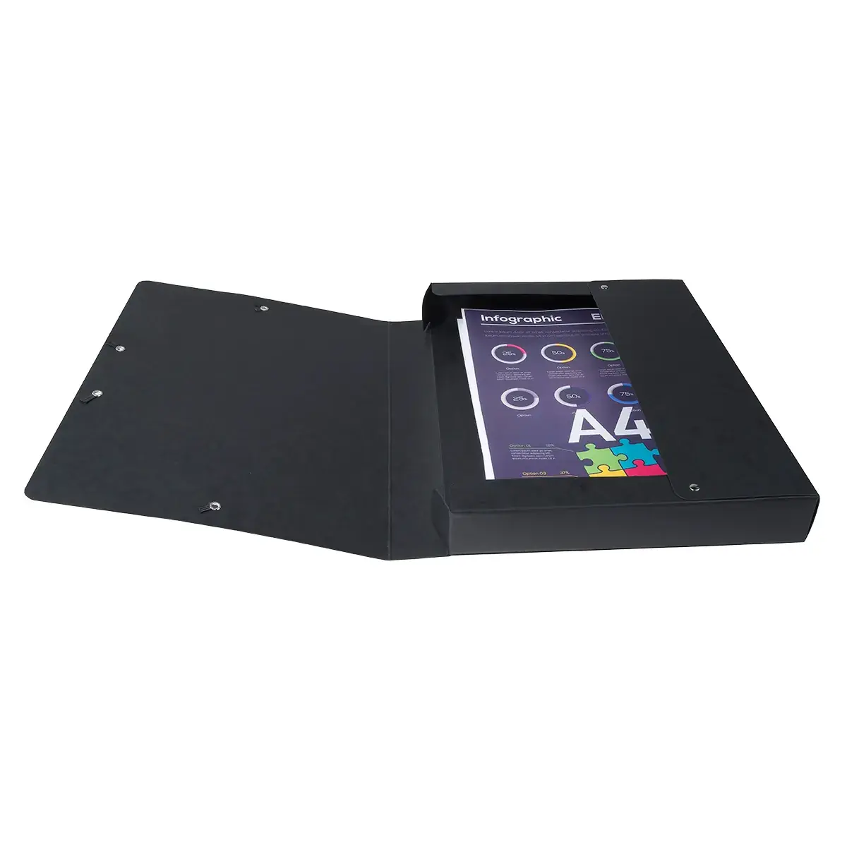 Boîte de classement A4 Dos 40 mm fermeture élastique carte lustrée Exabox - Noir - Boîtes archives, Boîtes de transfert-4