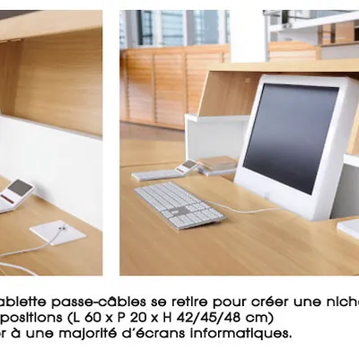 Banque d'accueil droite Chêne/Blanc - L 120 x P 83 x H 110/74 cm - Bureaux d'accueil Sunday-4