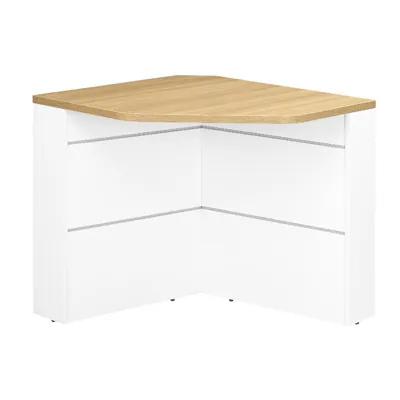 Banque d'accueil d'angle 90° Sunday pour personne à mobilité réduite 83 x 83 x H 74 cm - Blanc / Chêne - Banques d'accueil, Comptoirs d'accueil