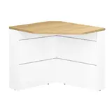 Banque d'accueil d'angle 90° Sunday pour personne à mobilité réduite 83 x 83 x H 74 cm - Blanc / Chêne - Banques d'accueil, Comptoirs d'accueil