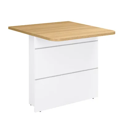 Banque d'accueil basse Sunday pour personne à mobilité réduite 80 x 80 x H 74 cm - Blanc / Chêne - Banques d'accueil, Comptoirs d'accueil