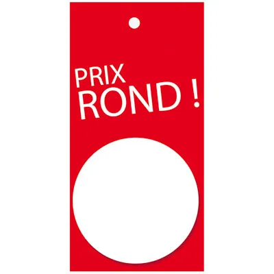 Etiquette Prix Rond rouge 50 x 100 mm - Etiquette soldes - Lot de 500 - Étiquettes à trou