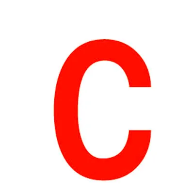 Lettre autocollante Rouge « C » Pickup Mono Nobel H 90 mm - Lettres et chiffres adhésifs