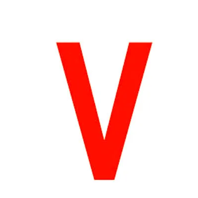 Lettre autocollante Rouge « V » H 90 mm Pickup Mono Nobel  - Lettres et chiffres adhésifs