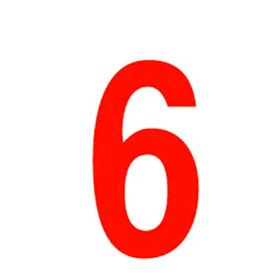 Chiffre autocollant Rouge « 6 » H 90 mm Pickup Mono Nobel - Lettres et chiffres adhésifs