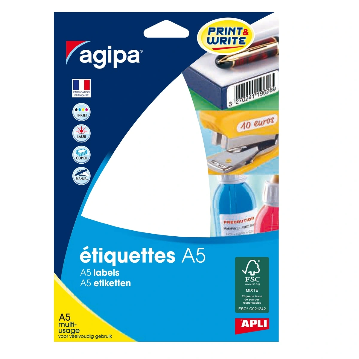 Étiquettes adhésives multi-usages permanentes - Étiquettes adhésives neutres