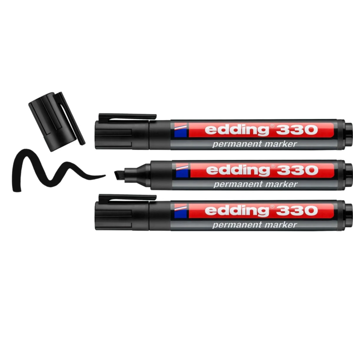 Marqueurs permanents Edding e-330 Plastique - Pointe Biseautée 1-5 mm - Noir - Par 3 - Marqueurs, Feutres craies-3