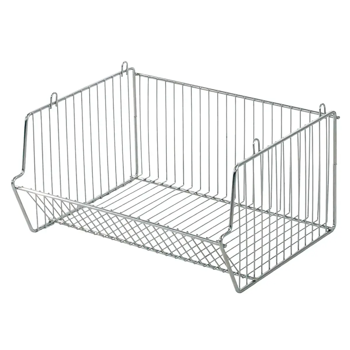 Corbeille fil empilable 49 x 40 x 25 cm zingué - Panier fil métal - Corbeilles fil