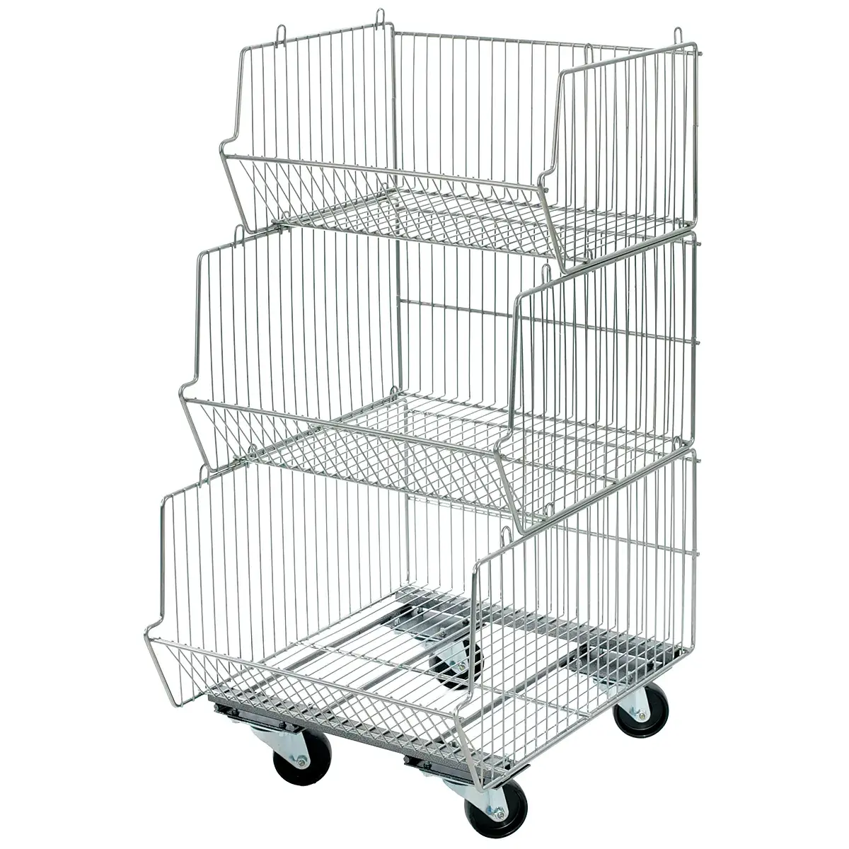 Corbeille fil empilable 49 x 40 x 25 cm zingué - Panier fil métal - Corbeilles fil-2